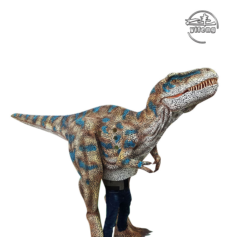 Life Size Adult walking with a realistic Animatronic dinosaur costume